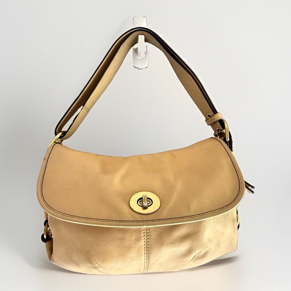 Coach Leather Turnlock Flap Shoulder Bag Ivory Cream Y2K Crossbody Purse Z23987 - Picture 3 of 16